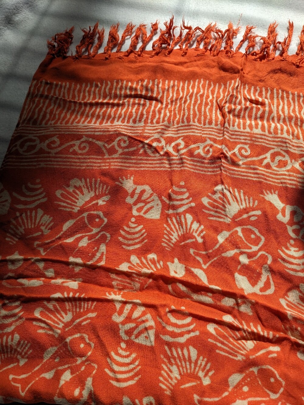 Vintage Orange Fish Shawl